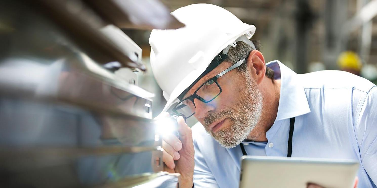 Man with safety glasses on