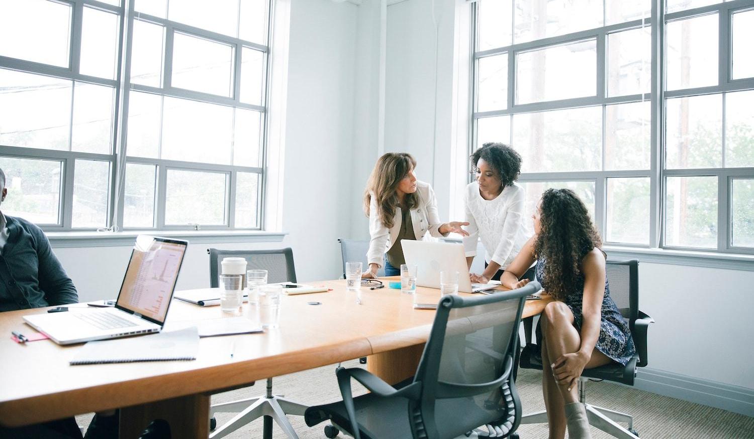 Three women working together