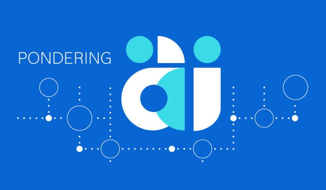 Pondering AI Pondering AI logo on blue background
