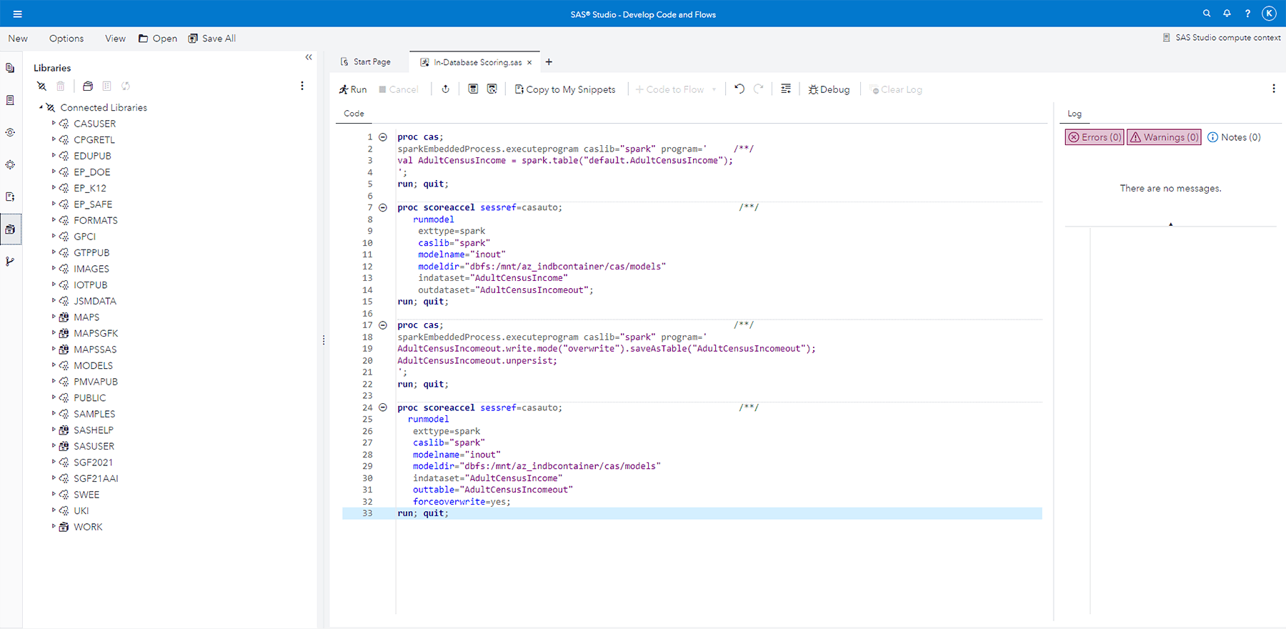 Screenshot showing SAS Data Management Access Indatabase