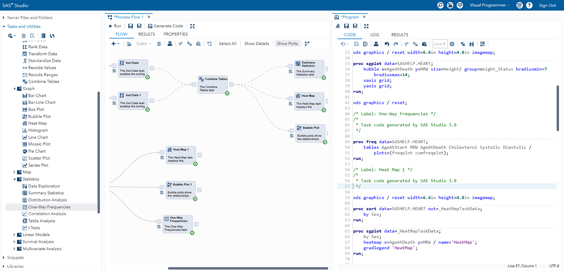 Screenshot of SAS Studio ODA Visual Programmer