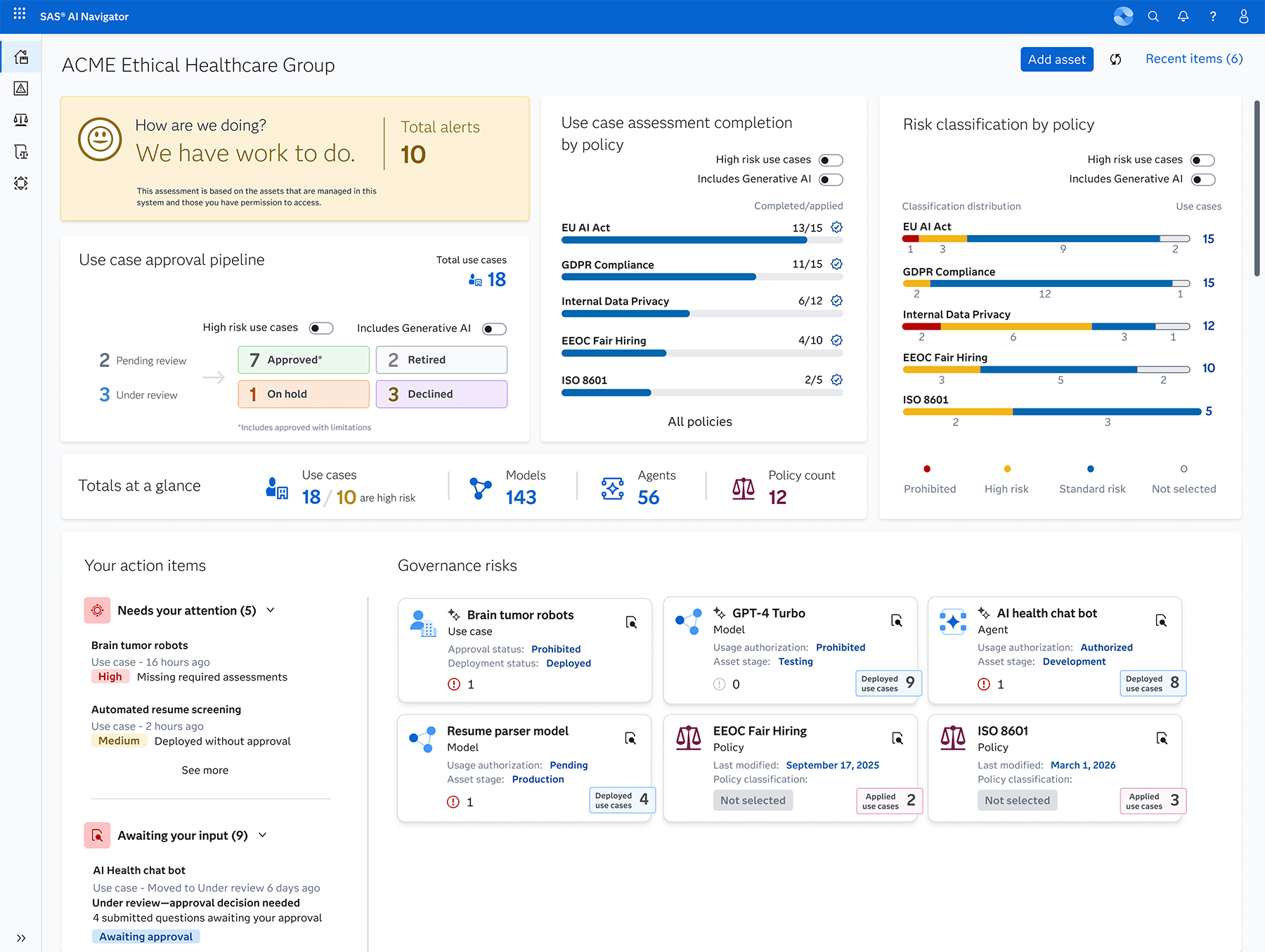 Screenshot of SAS AI Navigator showing home page